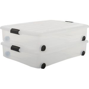 IRIS Clearbox onder-het-bed Opbergbox - 50L - Transparant - Set van 2