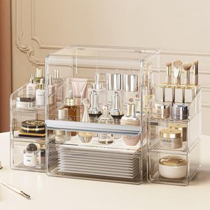 Ibenzoa® Transparante make-upopberger met deksel en laden voor cosmetica en sieraden