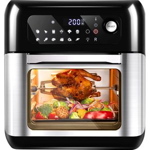 Uten Airfryer Oven - 13-in-1 Heteluchtfriteuse XXL - Draaigrill, Droogautomaat, Receptenboekje - 1500 watt - 80 tot 200°C - 12 Programma's - 5 Accesoires - Zwart