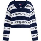 Tommy Jeans - Kabelgebreide Trui met V-hals - Veelkleurig - Dames