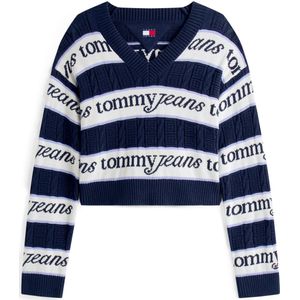 Tommy Jeans - Kabelgebreide Trui met V-hals - Veelkleurig - Dames