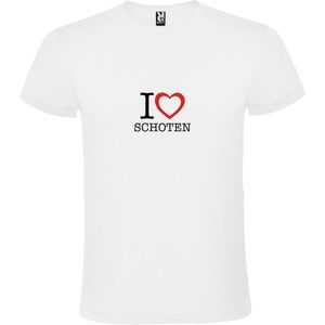 Wit T shirt met print van 'I love Schoten' print Zwart / Rood size S