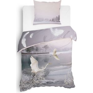 Heckettlane Dekbedovertrek Wes - Bedlinnen met Natuur print - 140x220 - Roze - Dekbedhoes van 100% Katoen-Satijn