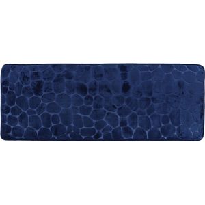 Tendance Badmat Pebble - Memory Foam - extra lang - donkerblauw - 45 x 120 cm - antislip - badkamer