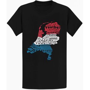 Nederland Vaderland T-Shirt – Unisex Supporters Shirt – Oranje Voetbal – Zwart Maat XXL