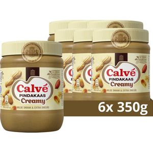 Calvé Pindakaas - Creamy - zonder toegevoegde suikers en met duurzaam geteelde pinda's - 6 x 350 g