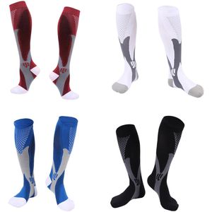 Compressiekousen - Compressie Sokken - Ondersteuning bij Sport en Reizen - 4 Paar - Voor Fitness - Zwart,Wit,Rood,Blauw
