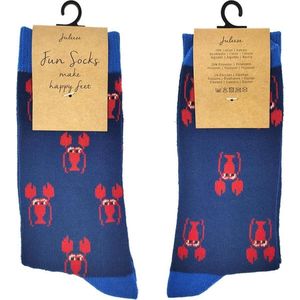 Juleeze Grappige Sokken Unisex maat 35-38 Blauw Katoen / polyester Kreeften Dames Heren Sokken Grappige Sokken