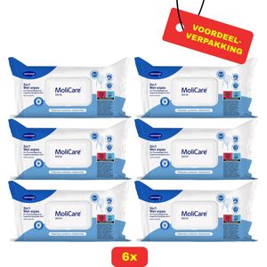 6x - MoliCare® Skin 3in1 Vochtige verzorgingsdoekjes- 6x 50 stuks - Voordeelverpakking!