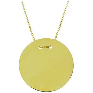 Gouden Ketting met Graveerplaat Rond 24 mm 14 karaats