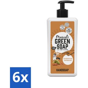 6 x Marcel's Green Soap - Handzeep - Sandelhout & Kardemom - Voor dagelijks gebruik - 500 ml - Handzeep - Sandelhout - Kardemom - Natuurlijke Zeep - Biologische Zeep