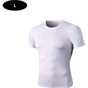 Nivard Sportshirt Heren - Sport - Fitness - Compressie Shirt - Corrigerend Hemd - Sportkleding - Mannen - Wit - S