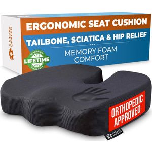 5 STAR UNITED - U-vorm Zitkussen - Zwart - Traagschuim - Antislip - Wasbare Hoes