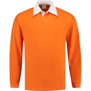 L&S Rugby Shirt voor heren in de kleur Oranje maat L