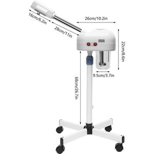 Mila Shop Gezichtsstomer - Gezichtssauna - Gezichtsreiniger - Met Ozonfunctie - Warme en koude stoom - Verstelbare hoogte 112-132cm - Wit