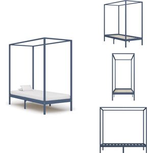 vidaXL Bedframe - Bedframes - Eenpersoonsbed - Eenpersoonsbedden - Hemelbedframe massief grenenhout grijs 100x200 cm