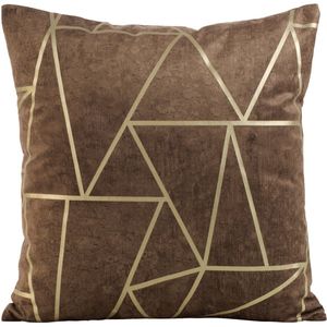 Dekoratieve Kussensloop Blink 45x45cm Donkerbruin met Goud