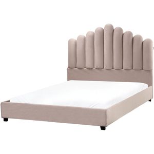 VINCENNES - Bed - Taupe - 140 x 200 cm - Fluweel