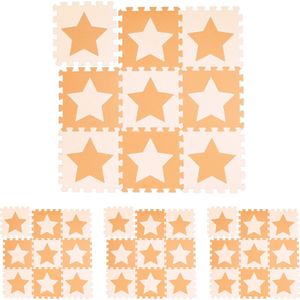 Relaxdays 36x speelmat foam sterren - puzzelmat - speelkleed - vloermat - oranje-beige