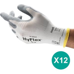 HyFlex® 11-800 - Werkhandschoen, DIY, Garage, Montage, XL, Wit, 12 paar