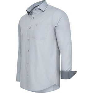 Cappuccino Italia - Heren Overhemden Overhemd Uni - Grijs - Maat XXL