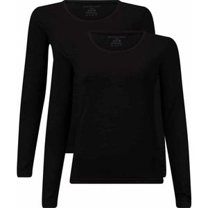 Comfortabel & Zijdezacht Bamboo Basics Lara - Bamboe T-Shirts (Multipack 2 stuks) Dames - Lange Mouwen - Zwart - XL