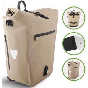 Ekostar® - 2in1 Fietstas - Waterdicht - Duurzaam - TPU - Beige - Fietstas enkele - Fietstassen electrische fietsen