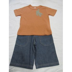 petit bateau , kledingset , jongen, tshirt orange+ jeans bermuda , 6 jaar 114