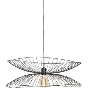 QAZQA pua - Design Hanglamp voor boven de eettafel | in eetkamer - 1 lichts - Ø 66 cm - Zwart - Woonkamer | Slaapkamer | Keuken