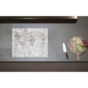 Inductieplaat Beschermer - Wit Beton met Grijze Vlekken - 60x52 cm - 2 mm Dik - Inductie Beschermer van Vinyl
