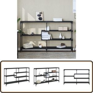vidaXL Wandtafel - Bewerkte hout zwart - 160x32x95 cm Wandtafel - Industrieel Design - Zwarte Tafel - Houten Tafel - Metaalframe
