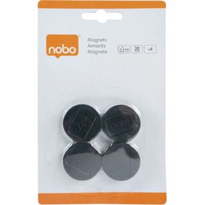 Magneet nobo 30mm zwart | Blister a 4 stuk | 10 stuks