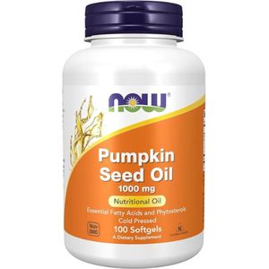 Pompoenzaadolie - 100 softgels - 1000 mg per dagelijkse portie - Met natuurlijke vitamine E - Zonder ongewenste toevoegingen - Hoog gedoseerd - Veganistisch - Now Foods
