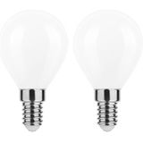 Modee - E14 LED Lamp - Neutraal Wit - 7W - 680lm - LED Filament Melkglas Globe Mini P45 - 2 stuks