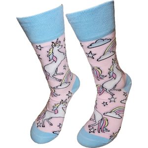 Verjaardag cadeau - Grappige sokken - Unicorn - Eenhoorn sokken - Leuke sokken - Vrolijke sokken – Valentijn Cadeau - Luckyday Socks - Cadeau sokken - Socks waar je Happy van wordt – Maat 37-42