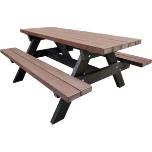 Luxe Kunststof Picknicktafel - Bruin Kunststof - 8 persoons - Duurzaam & Weerbestendig