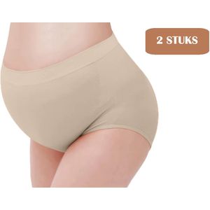 Naadloze Zwangerschapsslip - Zwangerschaps ondergoed - Slips - Set van 2 stuks - Nude/Beige - One Size (2e en 3e trimester) - High Waist