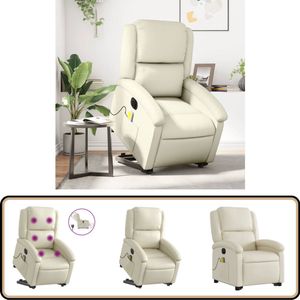 vidaXL Sta-op-massagestoel - Kunstleer - Crème Sta-opstoel - Massageruimtelijke Stoel - Elektrische Stoel - Loungestoel - Relaxfauteuil