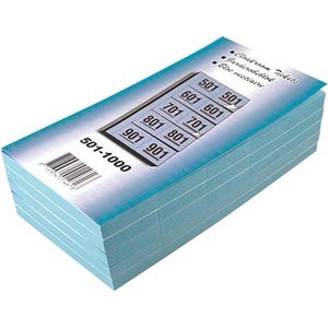 Garderobeblokken nummers van 501 t.e.m. 1.000, blauw 5 stuks