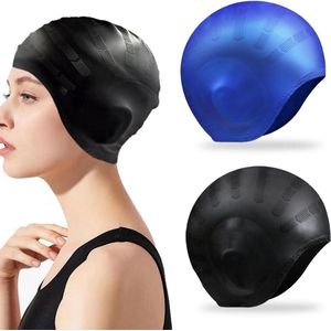 2 stuks siliconen badmuts voor meisjes, dames en heren - hoogwaardige kwaliteit - rekbare en comfortabele badmutsen voor volwassenen - uniseks .