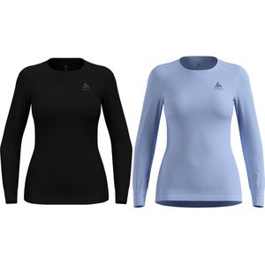 Odlo Active Warm Lange Mouw Thermoshirt 2-Pack Dames - Zwart/Lichtblauw - Maat M
