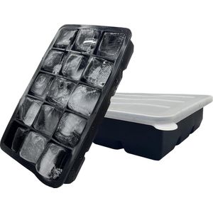 Silicone Ice Cube Tray with Lid - 15 Compartments - BPA Free - LFGB Certified - Freezing Chilled Drinks and Whiskey