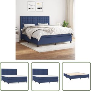 vidaXL Boxspring - Blauw - 160x200 cm - Inclusief Matras Boxspringbed - Boxspring - Tweepersoonsbed - Bed - Slaapkamerinrichting