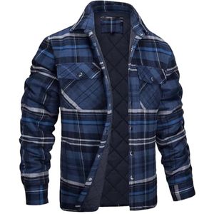 Heren Sherpa Voering Shirt Jas - Plaid Outdoor Flanel Fleece Winter Windjack