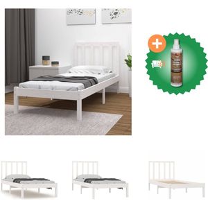 vidaXL Bedframe massief grenenhout wit 90x190 cm 3FT Single - Bed - Inclusief Houtreiniger en verfrisser