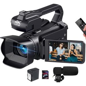 Professionele Camcorder – Digitale Camera Toestel – Compact – Handycam – Vlog Camera voor Beginners – 4K Scherp Beeld – Microfoon – Luxe Design
