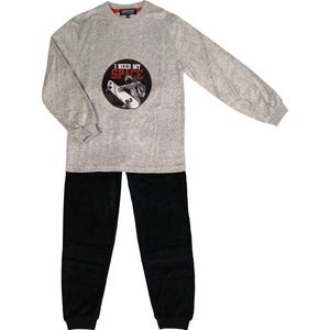 Jongens katoen velours pyjama Art. 351729 Grijs - maat 128