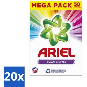 Ariel Color & Style - Waspoeder - Gekleurde Was - 50 Wasbeurten - Bulkverpakking - 20 stuks