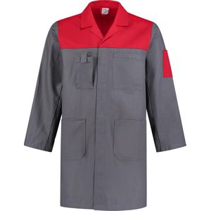EM Workwear Stofjas 2-kleurig 100% katoen grijs / rood - Maat 164