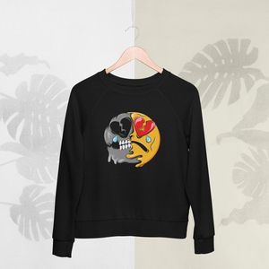 Feel Free - Halloween Sweater - Smiley: gebroken huilende haardogen - Maat S - Kleur Zwart